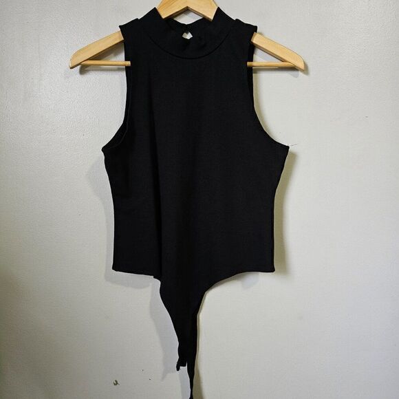 NEW WITHOUT TAGS MOA MOA BLACK MOCK NECK TANK BODYSUIT SIZE L - Picture 1 of 12